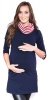MijaCulture – 2 in1 Maternity and Nursing Tunic Pullover Jumper Dress Lady 7130 Dark Blue